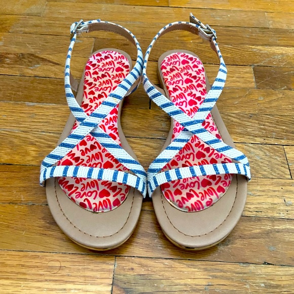Blue & White striped sandals - Picture 1 of 7